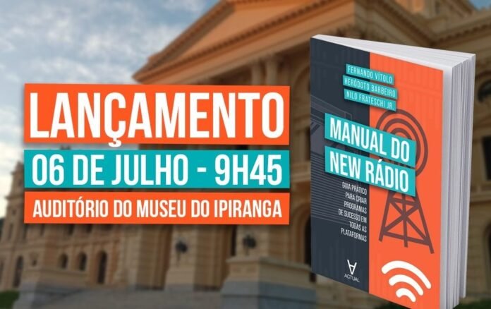 Fernando Vítolo, Heródoto Barbeiro e Nilo Frateschi Jr. lançam o livro "Manual do New Rádio" em São Paulo